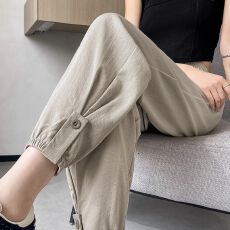 批发棉麻运动<b class='q'>裤</b>子女2026新款冰丝<b class='q'>裤</b>女夏薄款胖mm大码<b class='q'>裤</b><b class='q'>哈伦</b>休闲灯笼<b class='q'>裤</b>