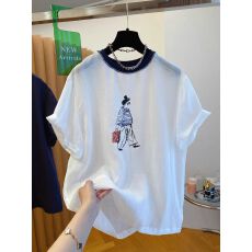 批发欧货高端短袖t恤女装大码2026新款夏季韩版宽松纯棉插色<b class='q'>上衣</b>胖mm