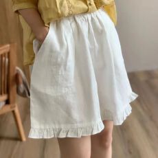 批发现货大码夏季<b class='q'>棉麻</b>短<b class='q'>裤</b>女复古重工木耳边系带松紧腰阔腿<b class='q'>裤</b><b class='q'>休闲</b>短<b class='q'>裤</b>