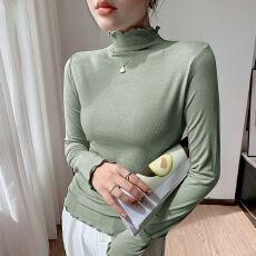 批发~网红爆款<b class='q'>大码</b>半高领打底衫内搭秋冬双面德绒保暖基础款修身