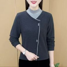 批发秋<b class='q'>冬</b>新款精致高领时尚设计气质显瘦打底德绒减龄上衣T恤女大码潮