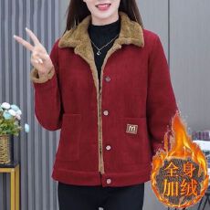 批发<b class='q'>中老年</b>妈妈女时尚洋气减龄加绒保暖外套爆款宽松显瘦遮肚秋冬新款