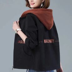 批发爆款<b class='q'>妈妈</b><b class='q'>外套</b>女短款宽松连帽夹克2026新款春秋大码休闲大码短风衣