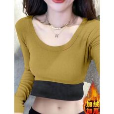 批发冬季新款保暖打底衫内衣女大码加绒加厚修身内搭圆领长袖T恤上衣