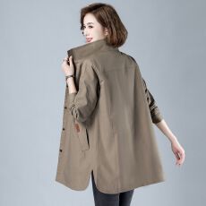 批发胖mm大码秋<b class='q'>冬</b>季新款保暖外套韩版中长款衬衫风衣女妈妈装上衣女潮