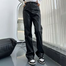 批发胖mm大码黑色PU皮秋冬2026<b class='q'>新款</b><b class='q'>阔腿裤</b>女甜酷辣妹直筒显瘦皮<b class='q'>裤</b>长<b class='q'>裤</b>