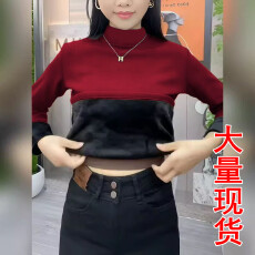 批发爆款加厚加绒打底衫半高领内搭秋冬新款网红百搭小立领保暖上衣女