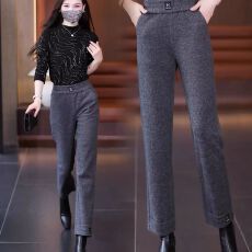批发女士<b class='q'>冬</b>季裤子加绒呢子阔腿筒裤中年妈妈秋<b class='q'>冬</b>长裤外穿百搭九分裤子