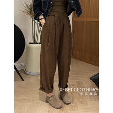 批发爆款大码300斤美拉德灯芯绒休闲裤<b class='q'>女</b>胖mm秋冬梨形显瘦宽松阔腿<b class='q'>裤</b>