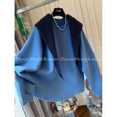 批发大码女装韩版德绒针织披肩圆领套头两件套宽松卫衣上衣秋冬新款