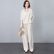 批发秋季新款灰色套装<b class='q'>女</b>2025大码休闲运动时尚中年妈妈超<b class='q'>卫衣</b>搭一整套