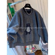 批发原版面料冬季加绒加厚高级感灰色圆领卫衣宽松韩版上衣女胖mm大码