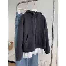 批发原版面料 胖mm大码秋冬新款韩版加厚卫衣外套女休闲连帽拉链开衫