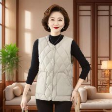 批发时尚马甲秋<b class='q'>冬</b>妈妈保暖宽松轻薄大码无袖坎肩中老年新款外套背心