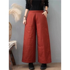 批发复古夹棉加厚阔腿裤女冬季新品文艺复古宽松外穿棉裤直筒裤外穿潮