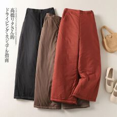 批发高端盘扣夹棉加厚阔腿裤女冬季文艺复古宽松外穿棉裤直筒裤外穿潮