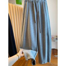 批发华棉复真超 胖mm大码韩版抽绳束脚卫裤女冬加厚加绒直筒裤<b class='q'>长裤</b>