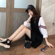 批发大码<b class='q'>连衣裙</b>女2026春装新款韩版宽松假两件蝙蝠袖中长休闲卫衣裙子