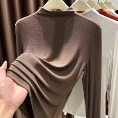 批发爆款韩版纯色德绒保暖打底衫t恤秋冬薄绒舒适百搭长袖上衣女<b class='q'>大码</b>