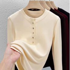 批发网红加厚德绒圆领打底衫女秋冬纯色内搭长袖新款t恤保暖上衣<b class='q'>大码</b>