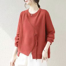 批发女士卫衣2026春秋新款爆款宽松<b class='q'>妈妈装</b>洋气减龄圆领不规则女装上衣