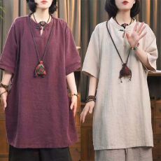 批发高档<b class='q'>文艺</b>优雅复古套头衬衫上衣女2026春夏季新款宽松阔版小衫t恤