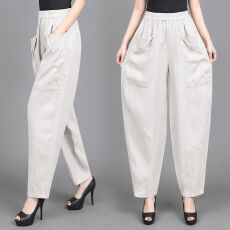 批发外贸 2026春夏新款文艺复古高腰萝卜裤显瘦时尚百搭哈伦裤女大码
