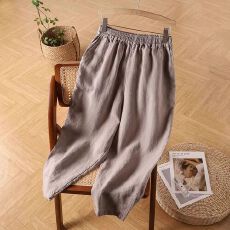 批发棉麻<b class='q'>九分</b>裤女夏季薄款宽松百搭萝卜<b class='q'>哈伦裤</b>松紧高腰显瘦文艺休闲裤