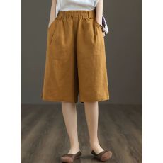 批发棉麻五分裤女士薄款外穿短裤夏季2026新款妈妈<b class='q'>大码</b>女装七分阔腿裤