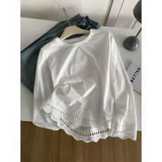 批发高级感镂空蕾丝<b class='q'>打底衫</b>女装春秋2026新款白色上衣宽松长袖t恤女士