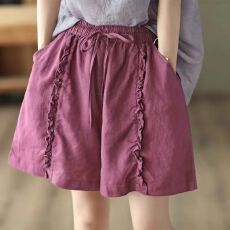 批发专柜尾货捡漏木耳边设计2026<b class='q'>夏</b>季新款休闲纯棉阔腿大码短裤女大码