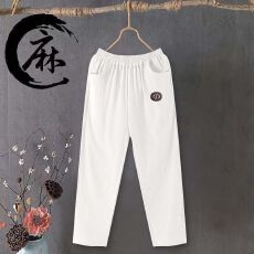 批发外贸复古纯棉麻<b class='q'>裤</b>子女春夏<b class='q'>新款</b>中年妈妈<b class='q'>新款</b>纯麻上档次休闲九分<b class='q'>裤</b>