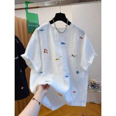 批发原版 <b class='q'>大码</b><b class='q'>女装</b><b class='q'>欧美</b>卡通刺绣短袖t恤女胖mm2026新款洋气宽松上衣