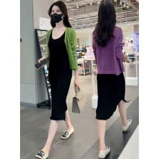 批发冰丝针织开衫吊带裙套装女2026夏新款显瘦气质垂感薄款披肩两件套