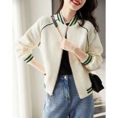 批发棒球服外套女春秋款2026秋装新款韩版华夫格运动夹克短款休闲上衣