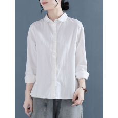 批发小众别致<b class='q'>上衣</b>秋季2026复古文艺全棉衬衫女长袖休闲娃娃领<b class='q'>棉麻</b>衬衣