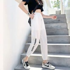 批发冰丝速干<b class='q'>运动裤</b>女夏季薄款束脚宽松显瘦百搭跑步休闲小个子九分裤