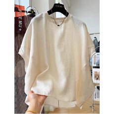 批发原版大码 <b class='q'>欧美</b>高档纯棉蝙蝠衫<b class='q'>女</b>慵懒风韩版宽松短袖小衫圆领上衣