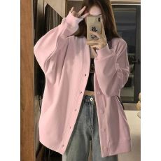 批发韩系棒球服开衫外套卫衣女春<b class='q'>秋</b>季韩版中长款慵懒风宽松百搭上衣潮