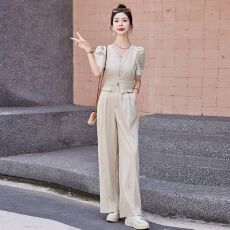 批发小香风时尚套<b class='q'>装</b>女2026夏季<b class='q'>新款</b>气质炸街休闲减龄洋气阔腿<b class='q'>裤</b><b class='q'>两件套</b>