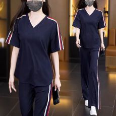 批发2026<b class='q'>新款</b>休闲运动时尚宽松洋气胖mm减龄显瘦短袖阔腿<b class='q'>裤</b><b class='q'>两件套装</b>女