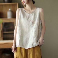 批发纯棉<b class='q'>文艺</b><b class='q'>范</b>背心女纯色拼接显瘦无袖圆领衫百搭吊带背心夏季薄款