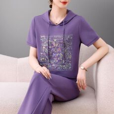 批发高档母亲节卫衣套装女短袖<b class='q'>运动服</b>爆款夏季减龄一整套妈妈2026新款