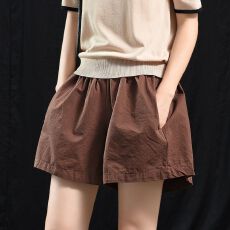 批发大码女装复古文艺夏季新款<b class='q'>全棉</b>休闲裤松紧腰宽松显瘦短裤阔腿裤女