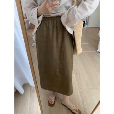 批发chic梨型身材慵懒风大码休闲半身裙夏薄款胖妹妹遮胯显瘦百搭长裙
