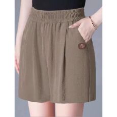 批发夏季冰丝麻妈妈<b class='q'>女裤</b>大码2026高腰短裤直筒裤中老年休闲裤子女新款