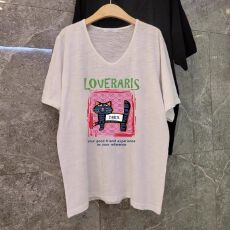 批发原版大码 <b class='q'>韩版</b>韩系慵懒风V领T恤女夏2026新款雪花棉短袖宽松上衣