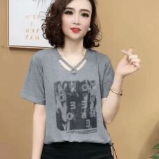 批发时尚<b class='q'>妈妈</b>装夏季新款精梳棉短袖T恤休闲减龄上衣女轻薄透气打底衫