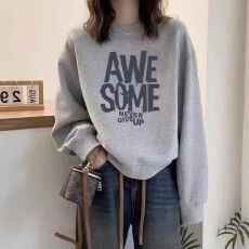 批发2026春秋季新款韩版圆领卫衣女大码时尚洋气宽松休闲套头长袖上衣