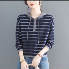 批发原版微胖MM穿搭春春季温柔风简约休闲韩系连帽衫新款显瘦百搭上衣